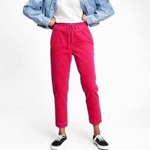 GAP Pink Drawstring Crop Corduroy Pants